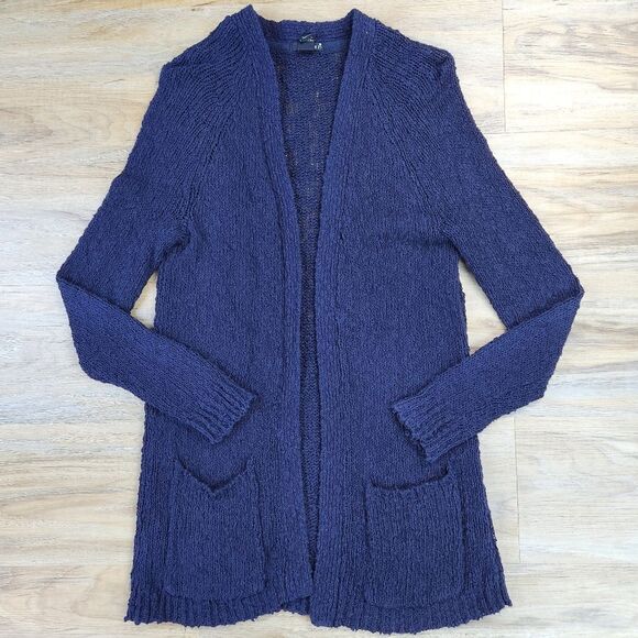 💛Forever 21 Bluish Black Knit Open Front Cardigan Sweater Small - Picture 3 of 11
